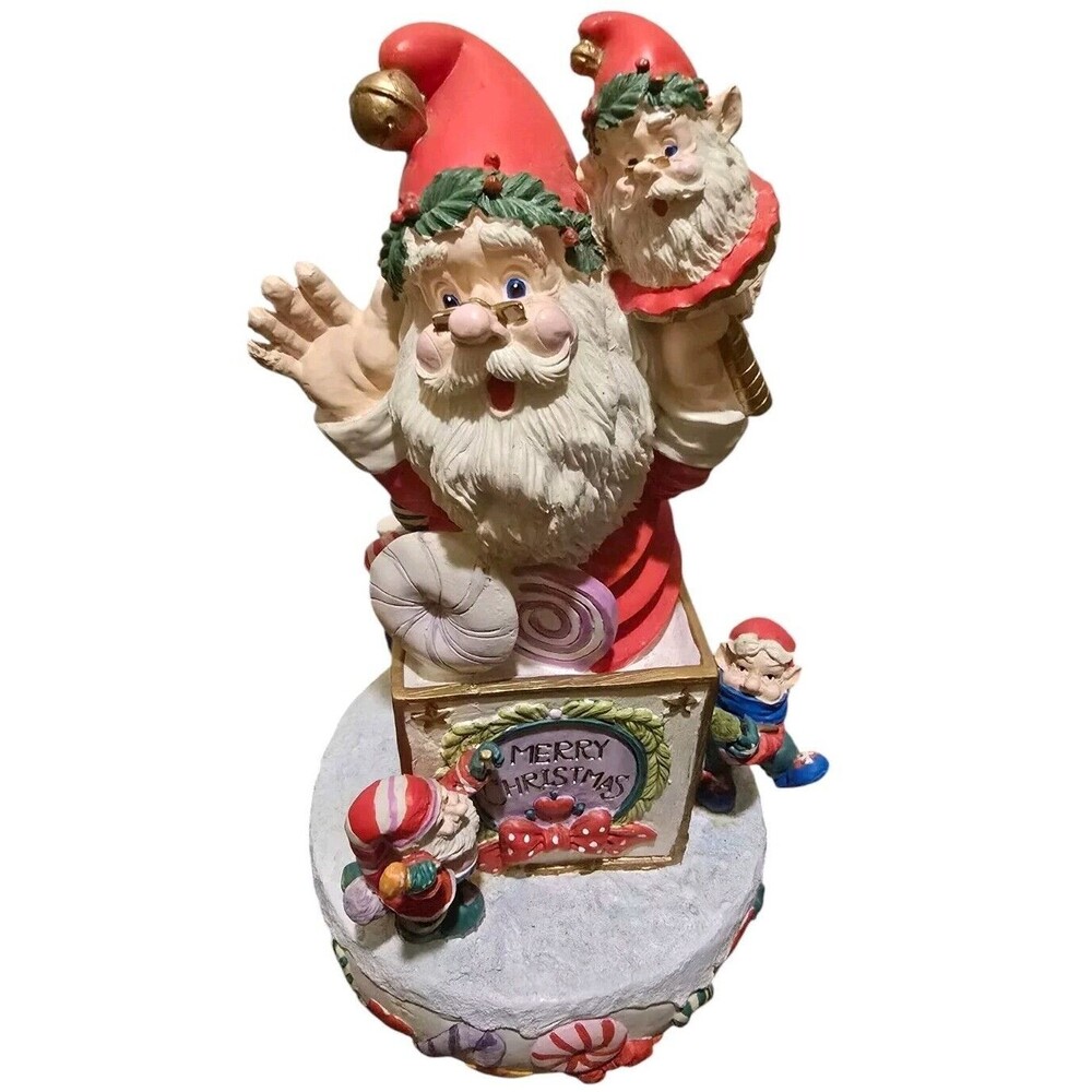 Vtg SANTA In A Box With Elves Giny Inc 1992